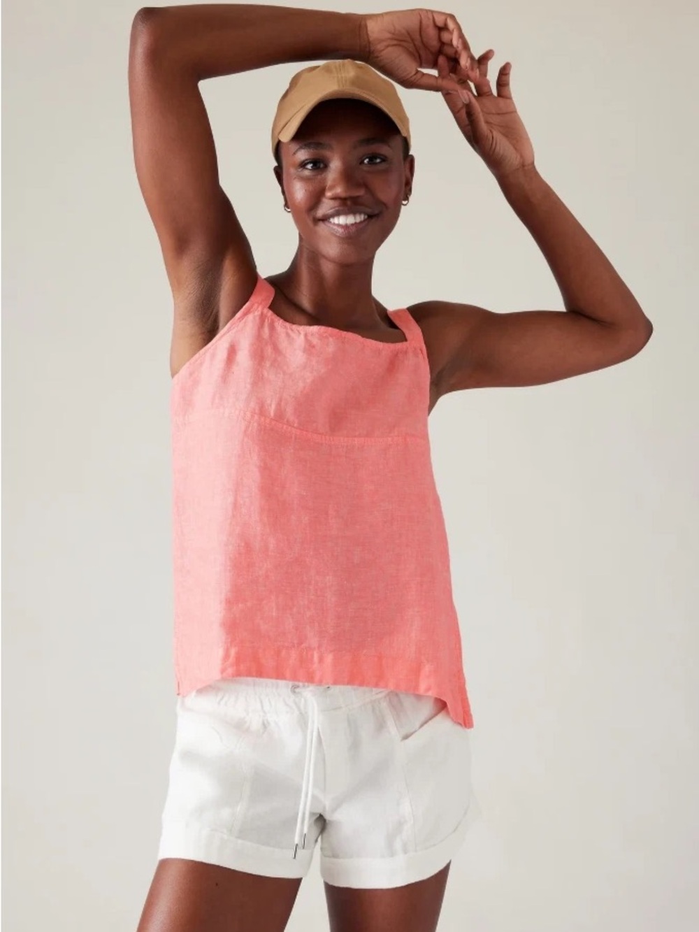 Athleta Pink Linen-Blend Spaghetti Strap Camisole